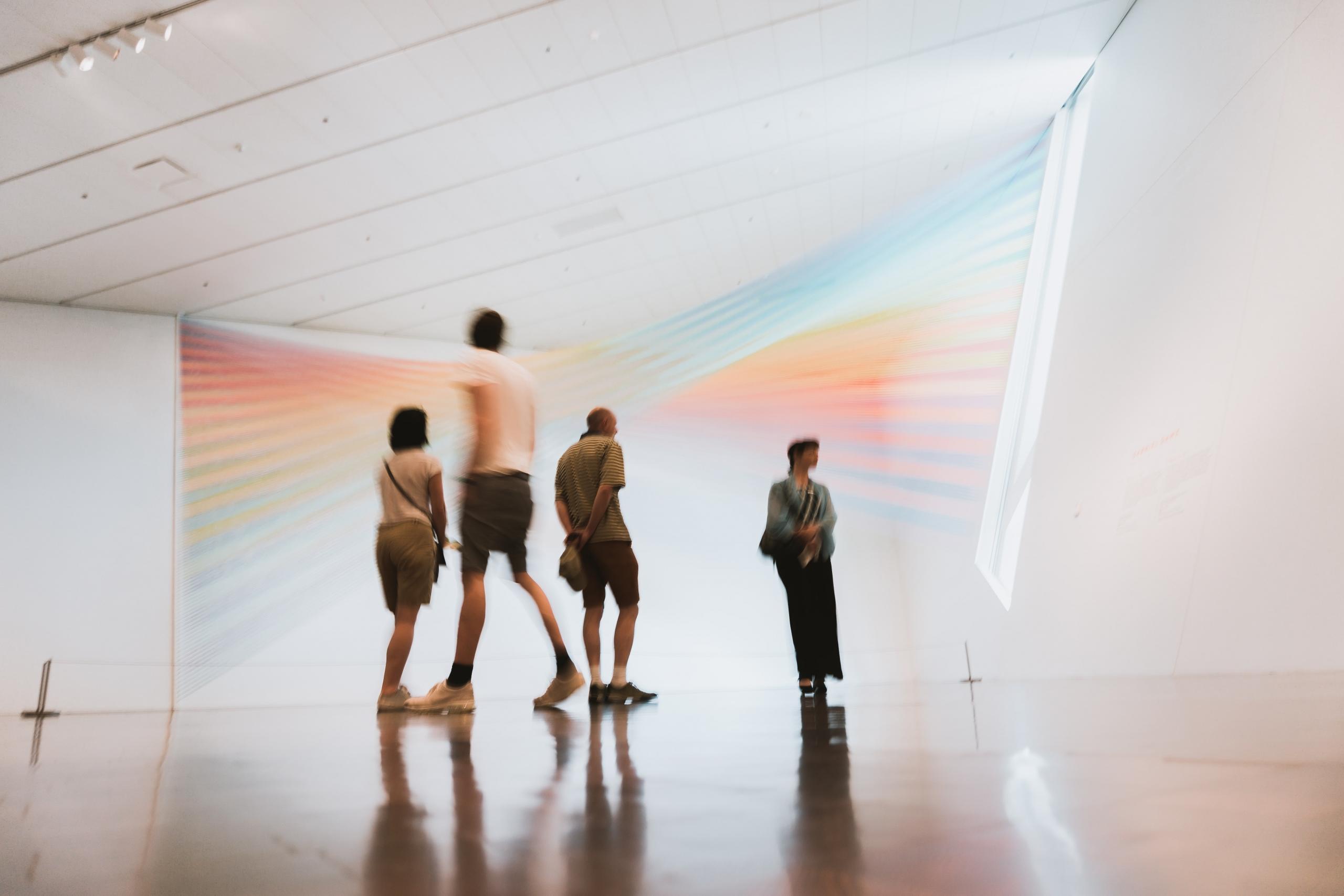 people working a museum