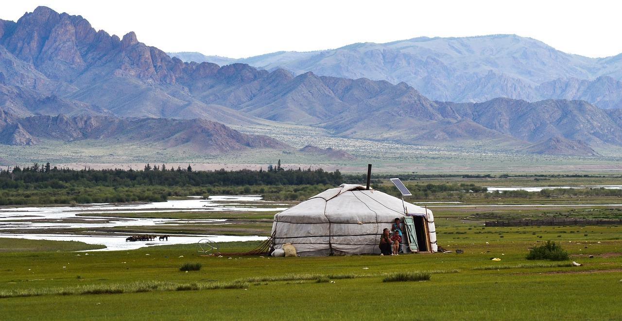 Yurt on Mongolian steppes.