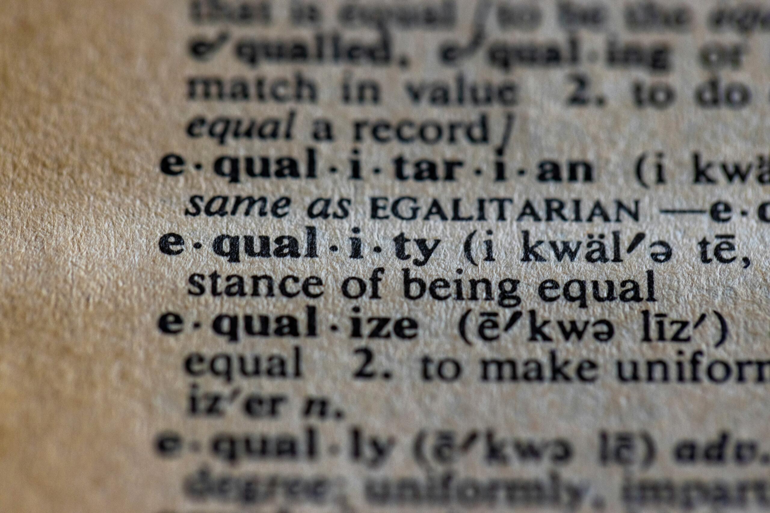 povečan pogled na slovarsko stran z definicijo besede »equality«