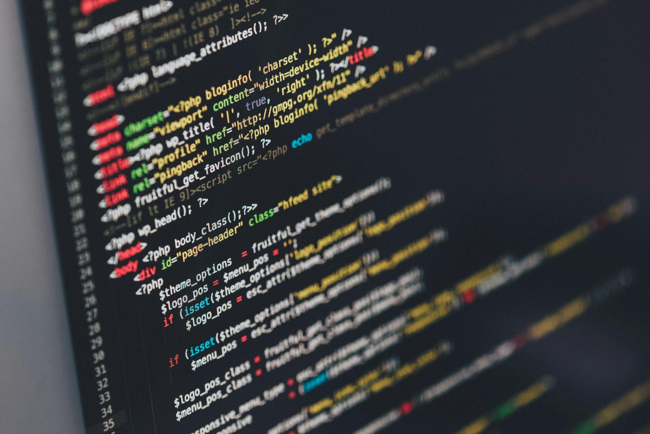 Povečan prikaz programske kode na zaslonu računalnika.
