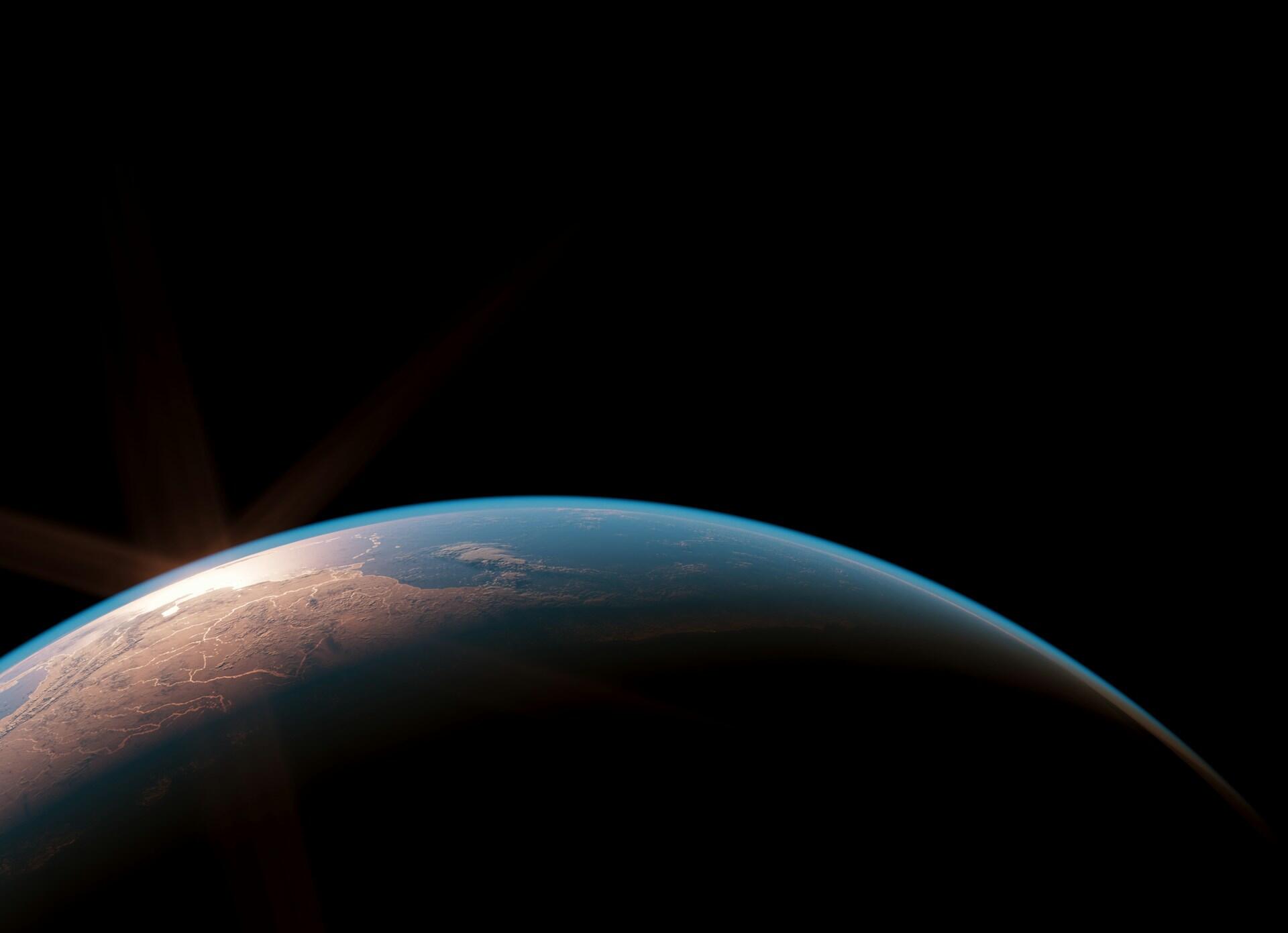 Zem zobrazená symbolicky cez mestskú krajinu a odrazy v prostredí