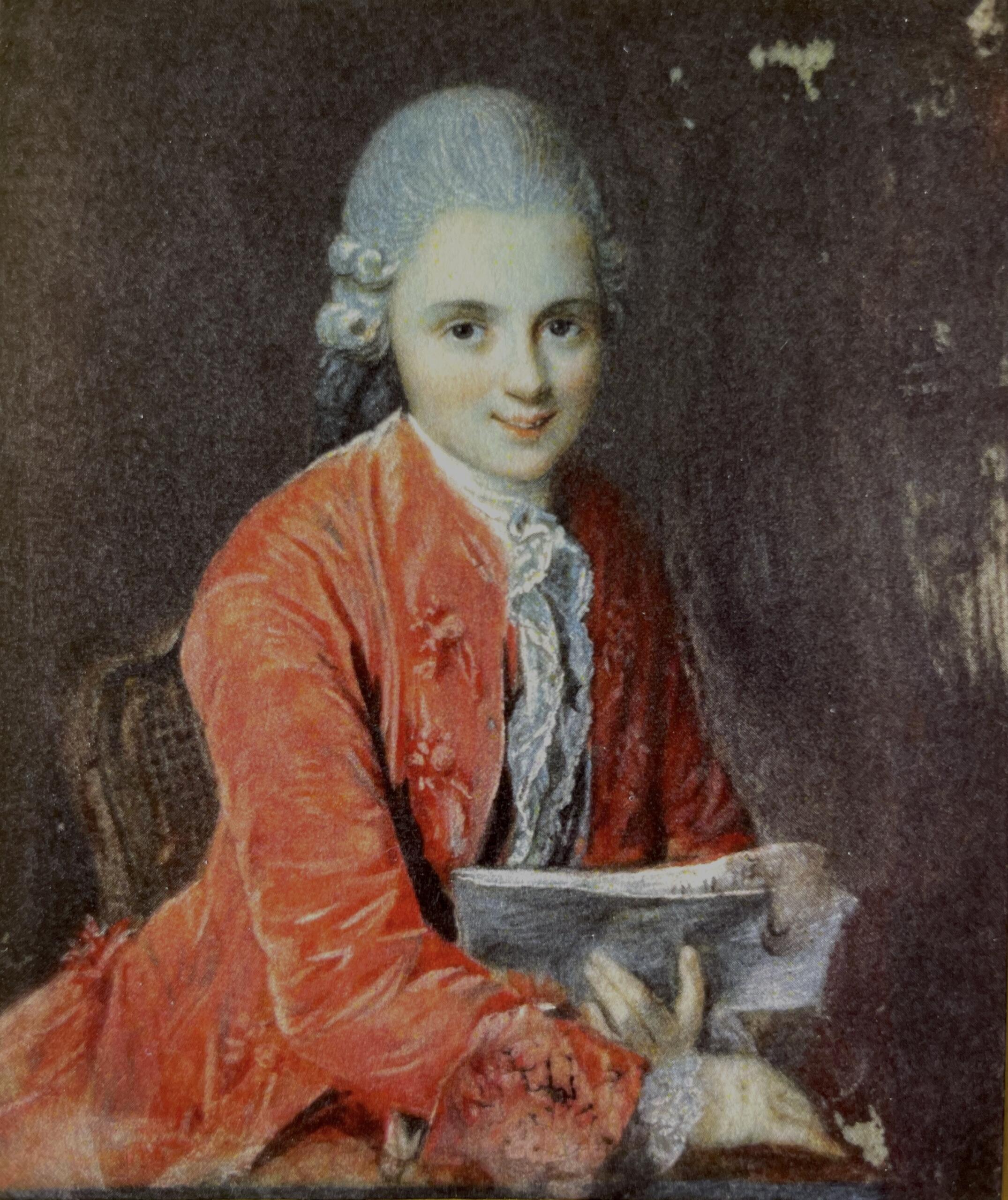 Portrét Wolfganga Amadea Mozarta na historickej maľbe