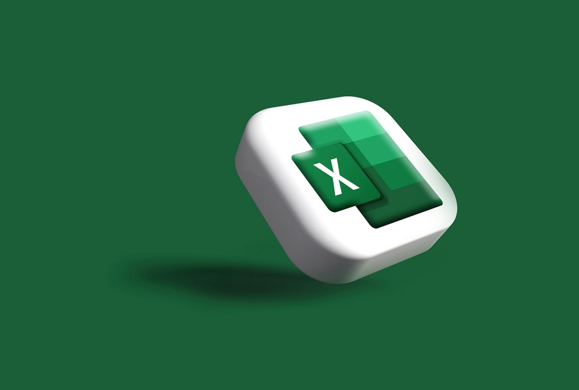 3D ikona programu Microsoft Excel na zelenom pozadí.