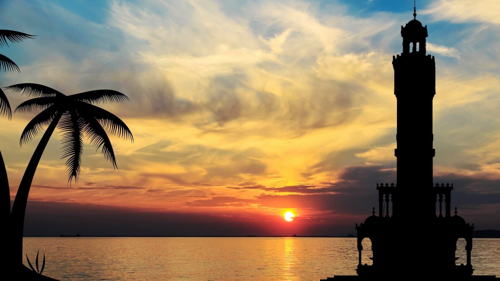İzmir saat kulesi gün batımı deniz manzarası