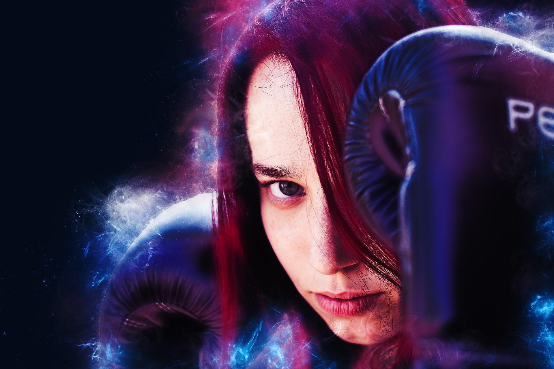 Kadın boksçu renkli