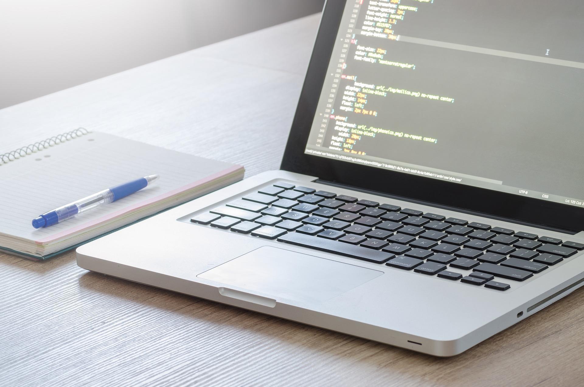 Programlama yapan bilgisayar ve not defteri
