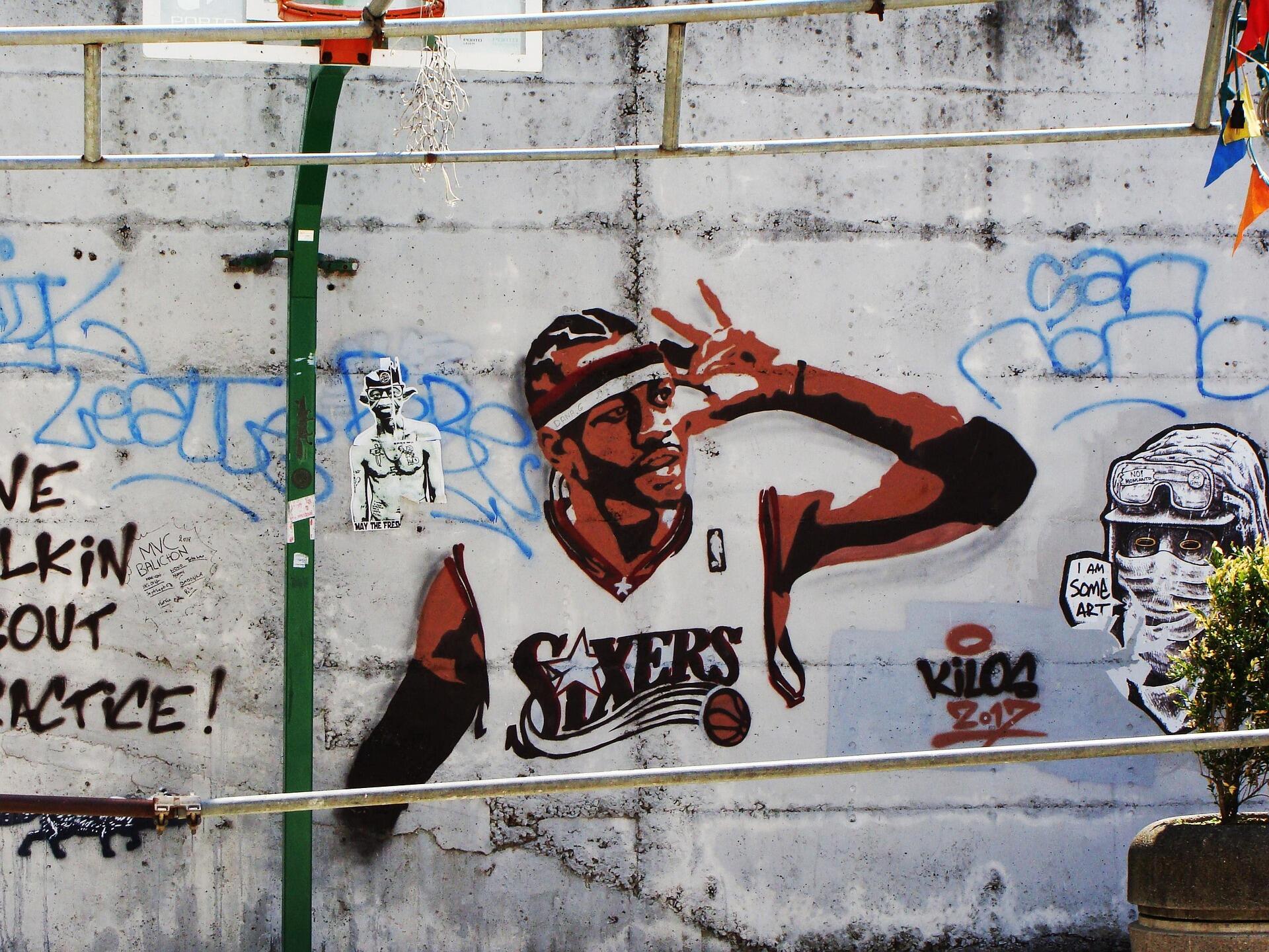 Sokak sanatı graffiti basketbolcu
