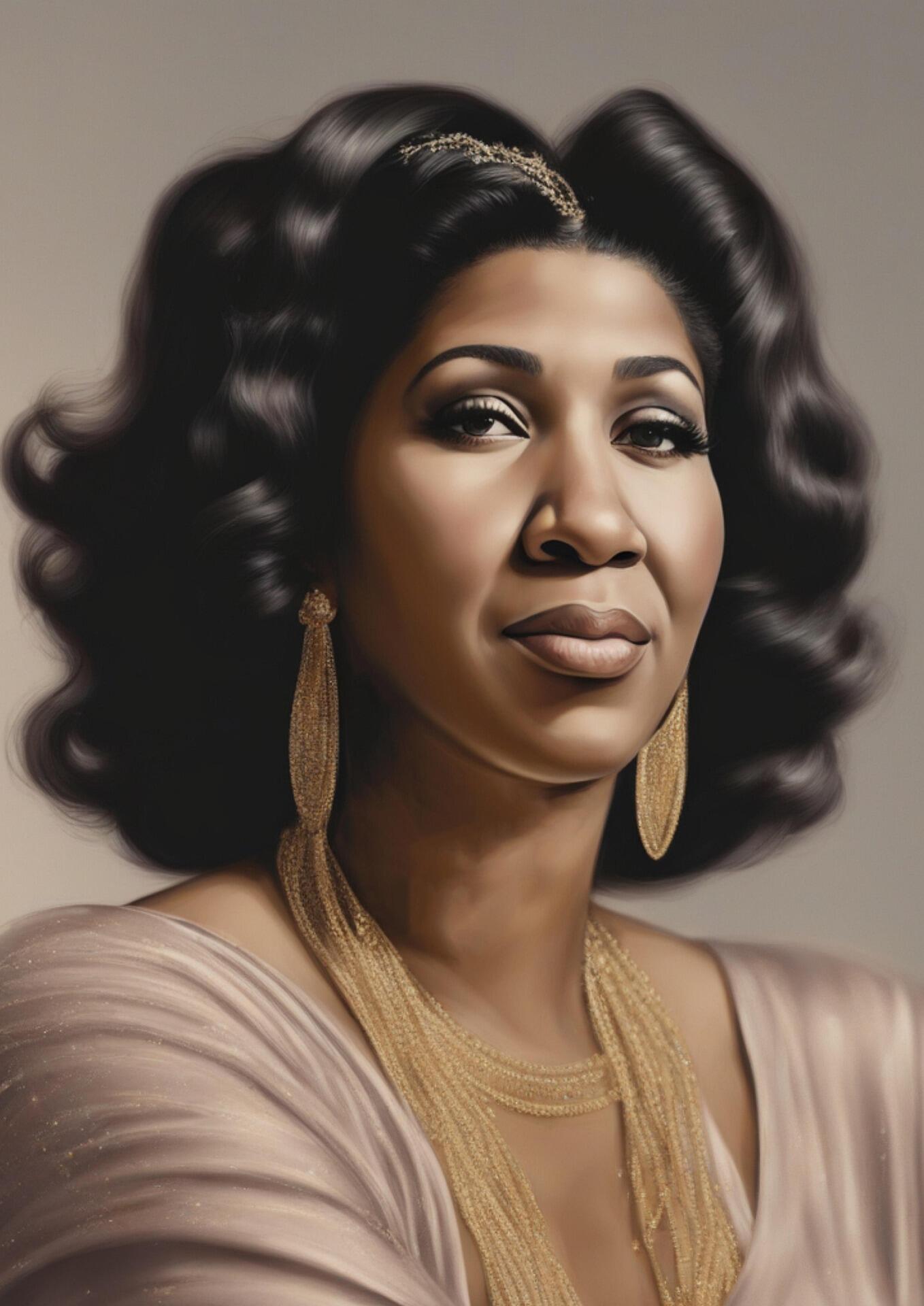 Aretha Franklin'in yapay zeka kullanılarak yapılmış bir resmi