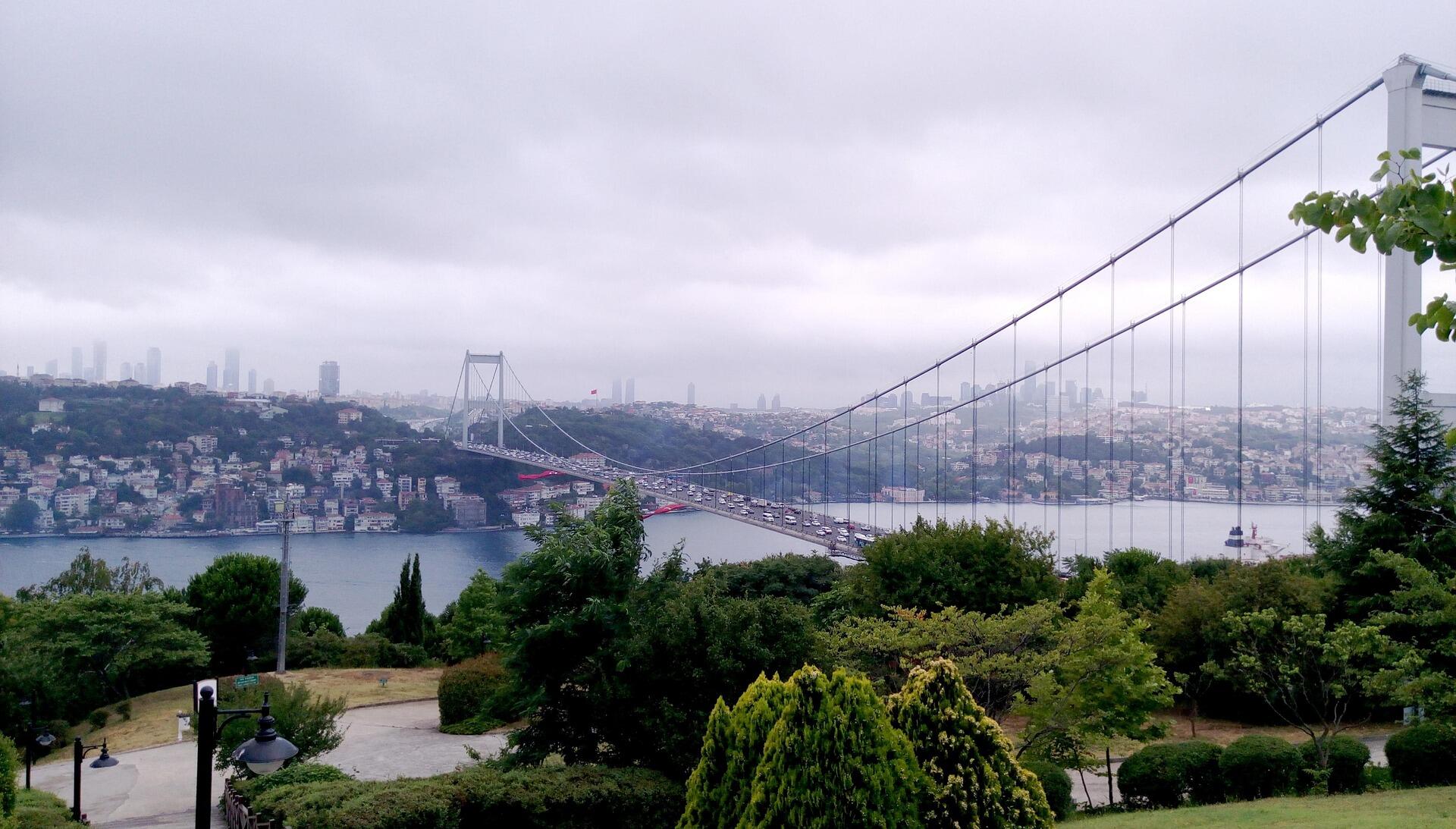 Bulutlu bir günden istanbul boğazı manzarası
