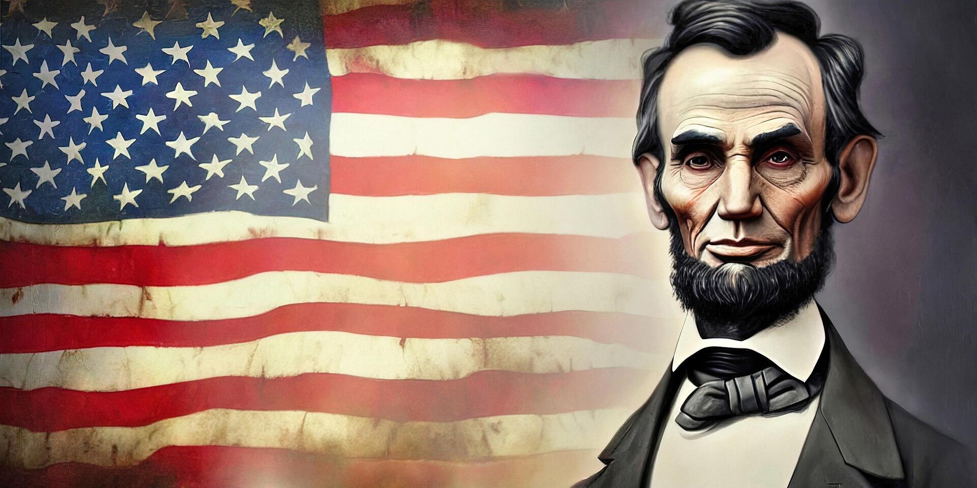 abraham lincoln ve amerikan bayrağı.
