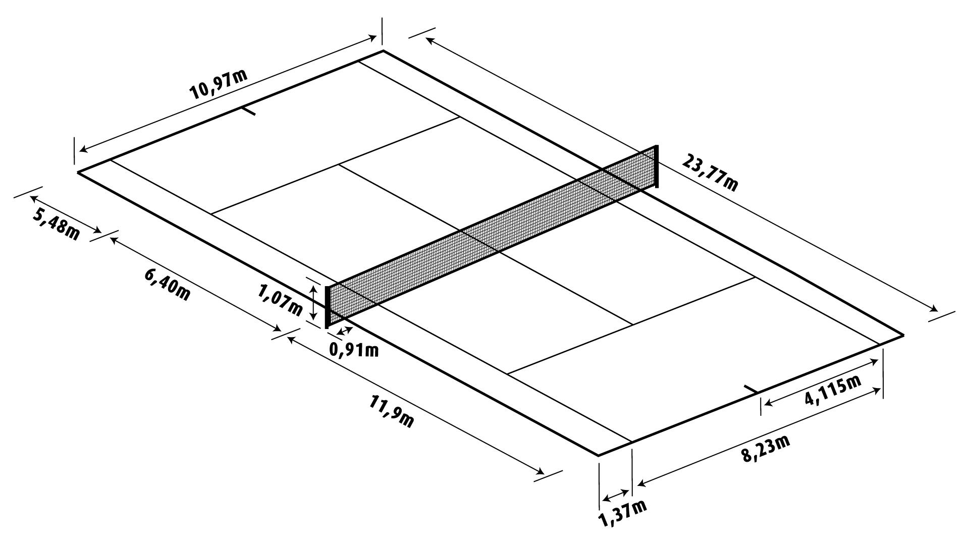 tenis kortu ölçüleri diyagramı
