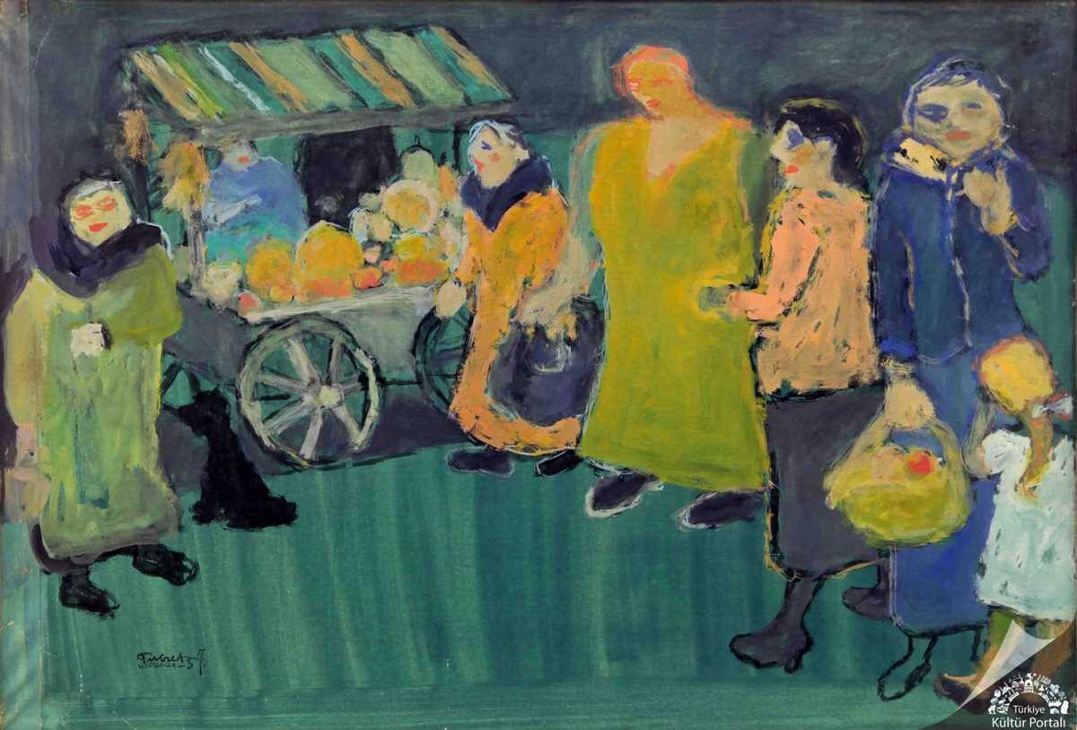 Fikret Mualla'nın ünlü Pazar yeri tablosu