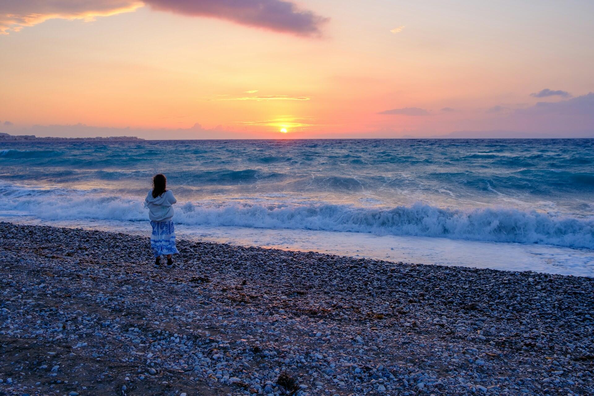 Rodos'ta gün batımı.