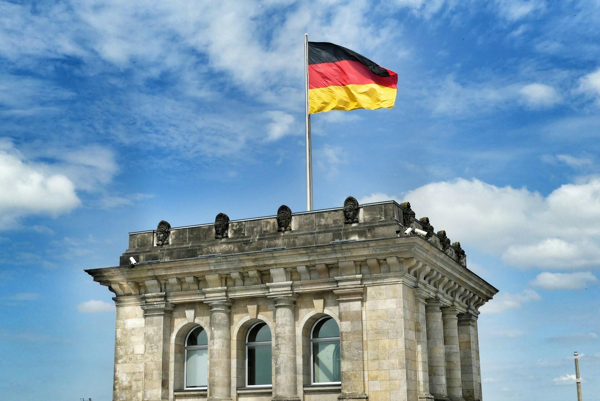 german flag on the state building