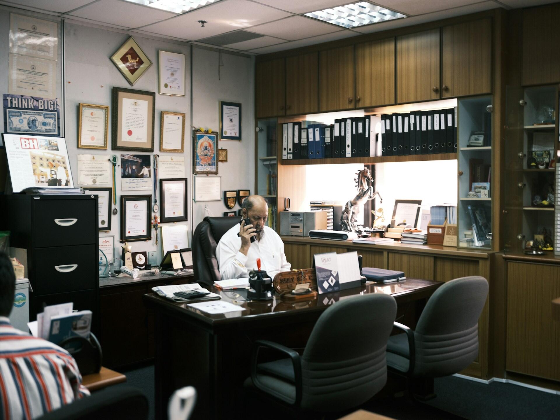 an office with a man in it