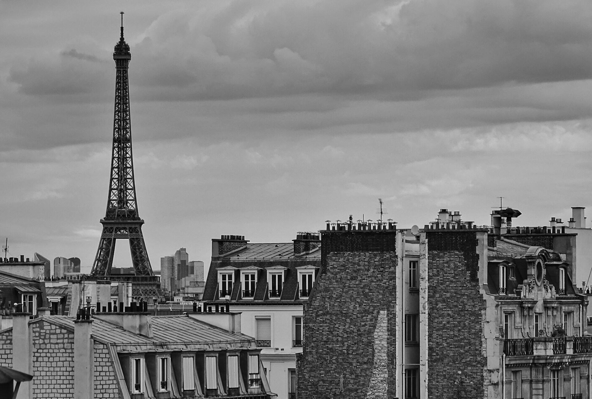 black and white photo of Paris