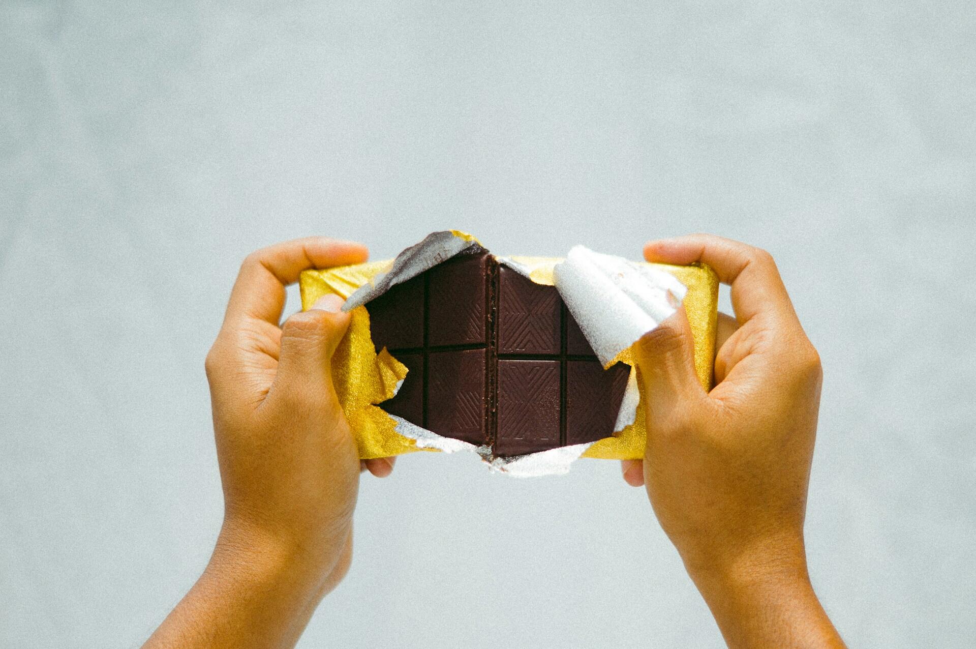 a chocolate bar in yellow cover