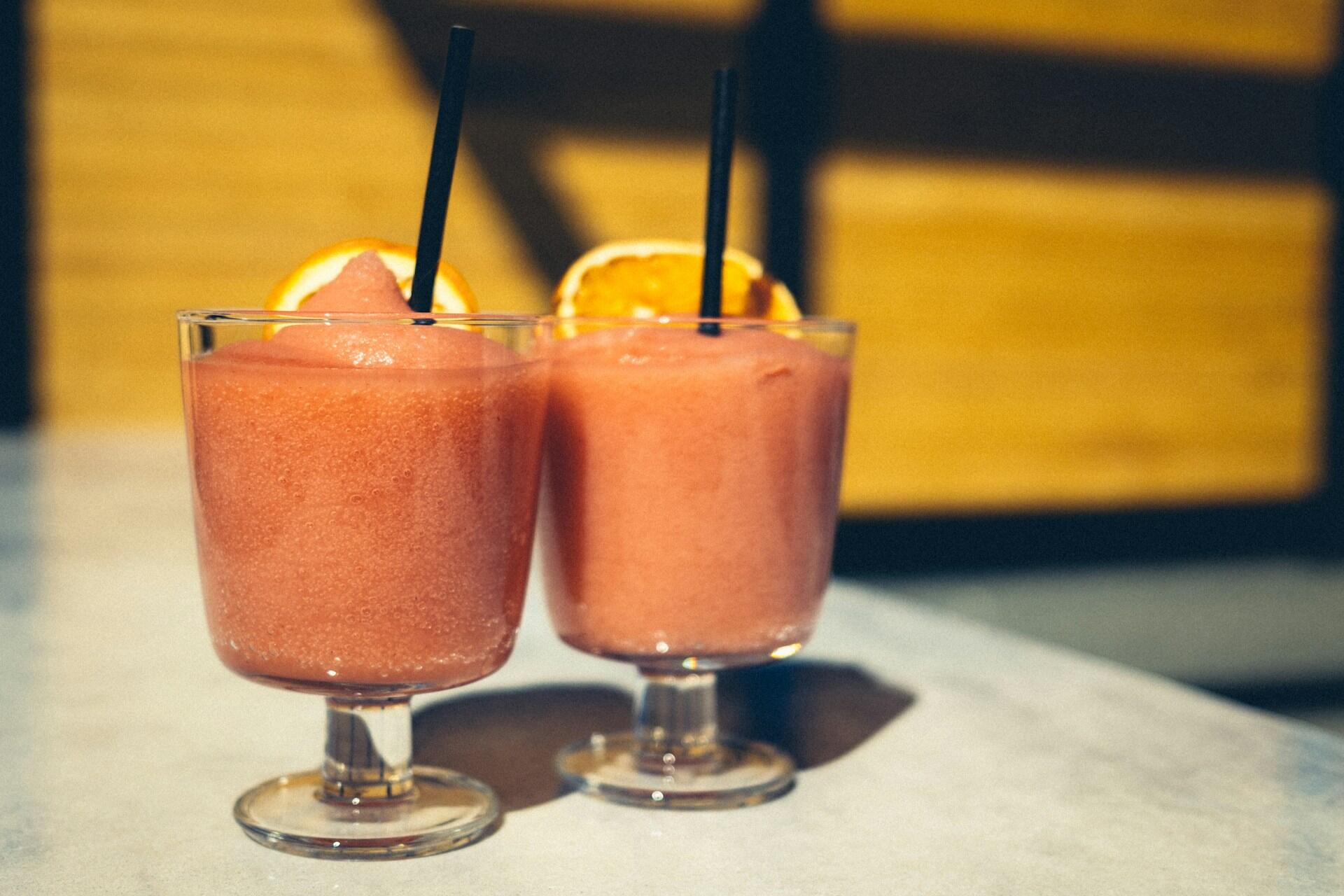 frozen fruit ice in the glass