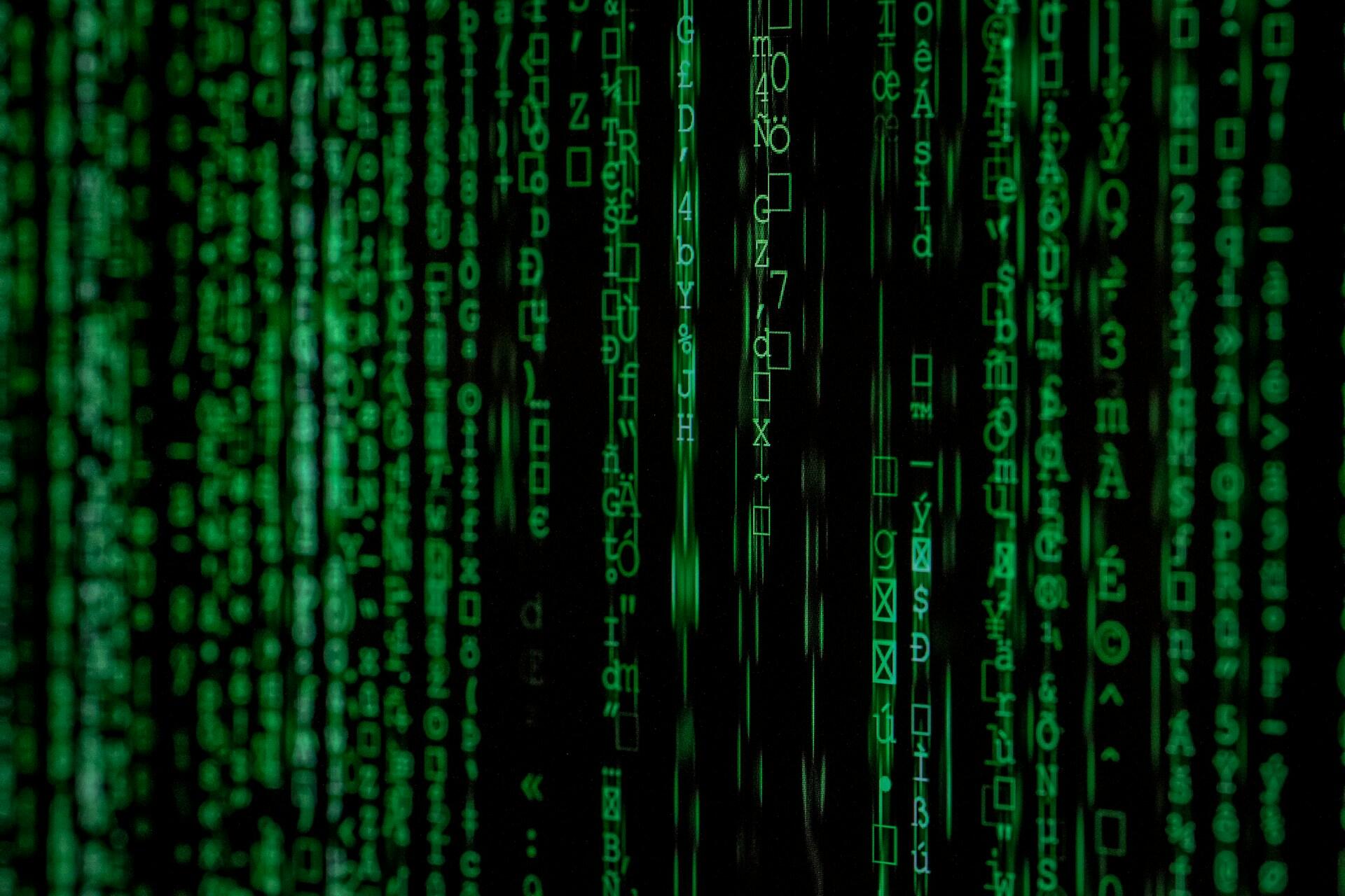 programming code digits on the black screen