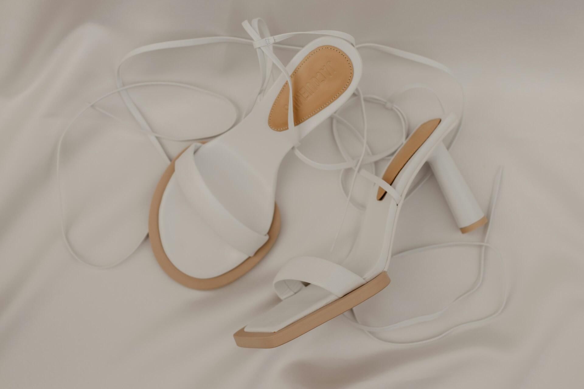 high heels white shoes on the white background