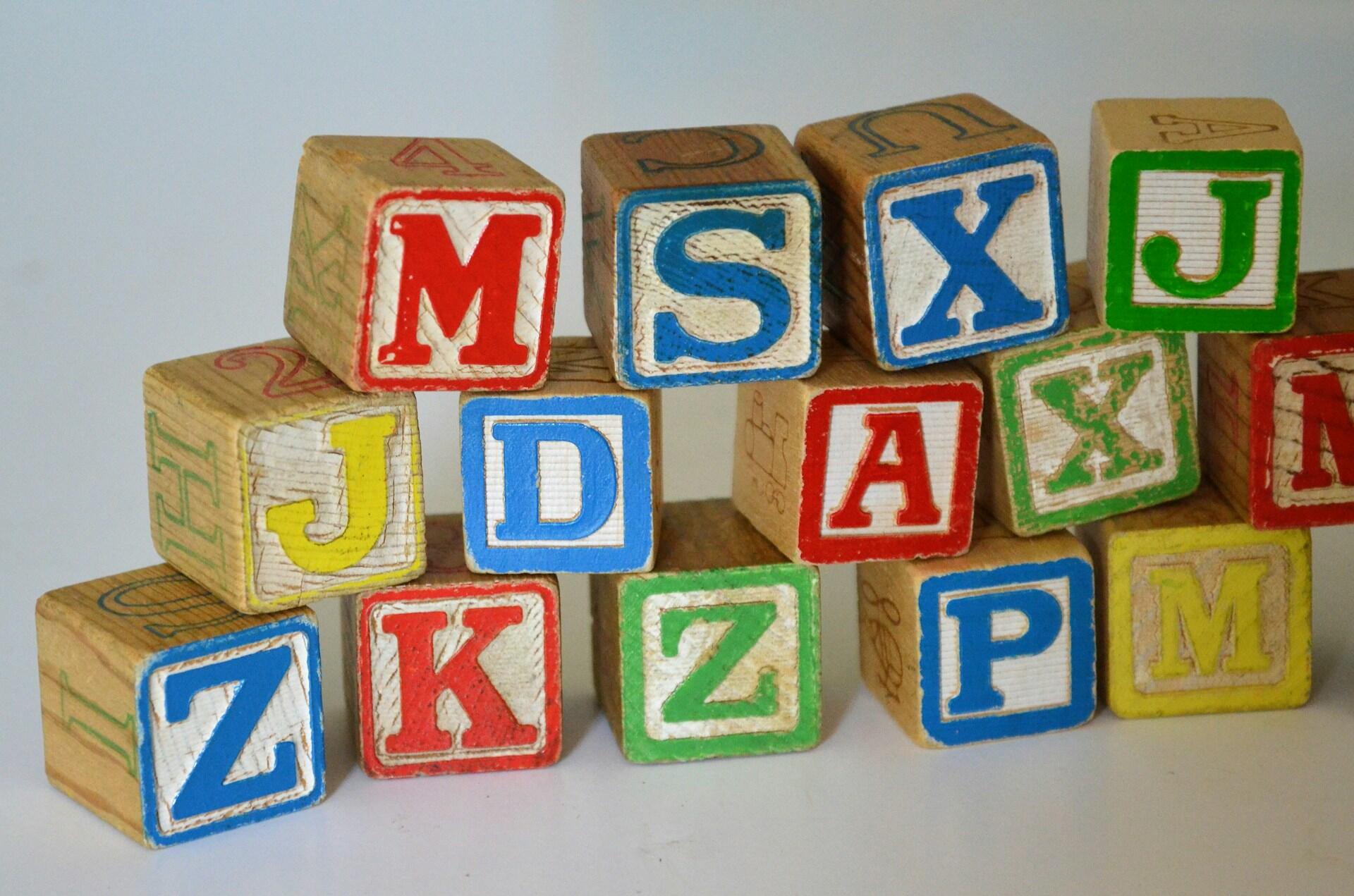 English alphabet cubes