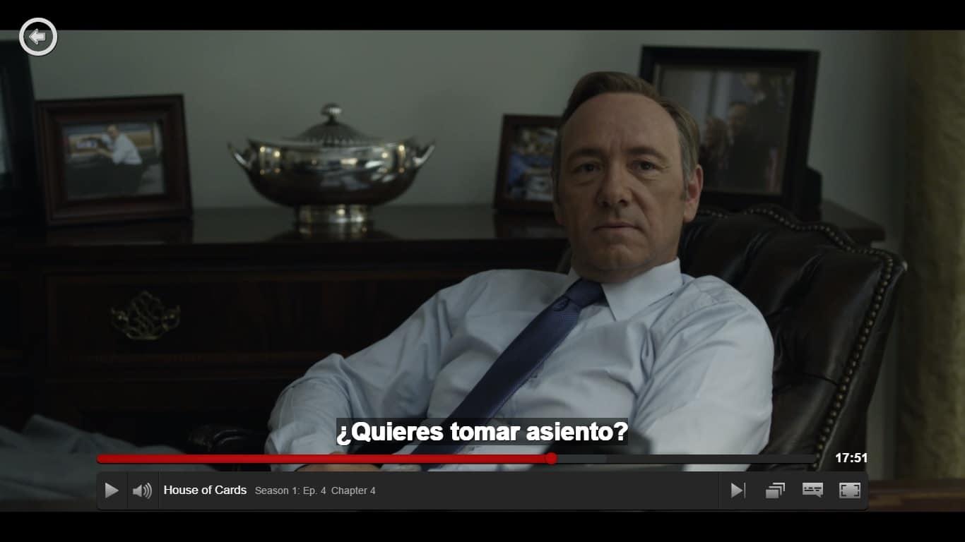 Watching House of Cards with Spanish subtitles