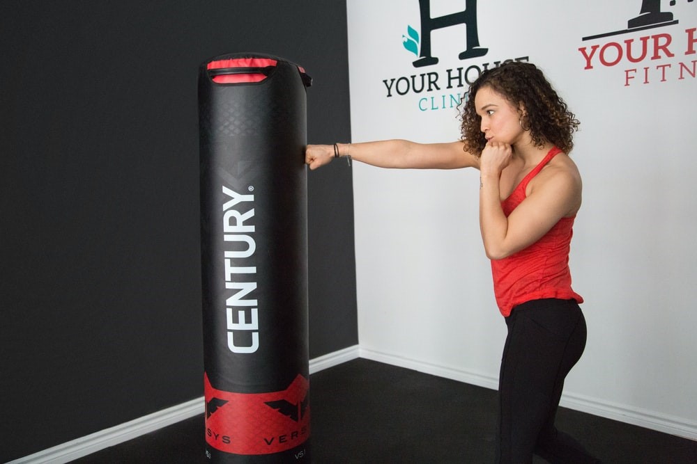 A girl practicing her punches