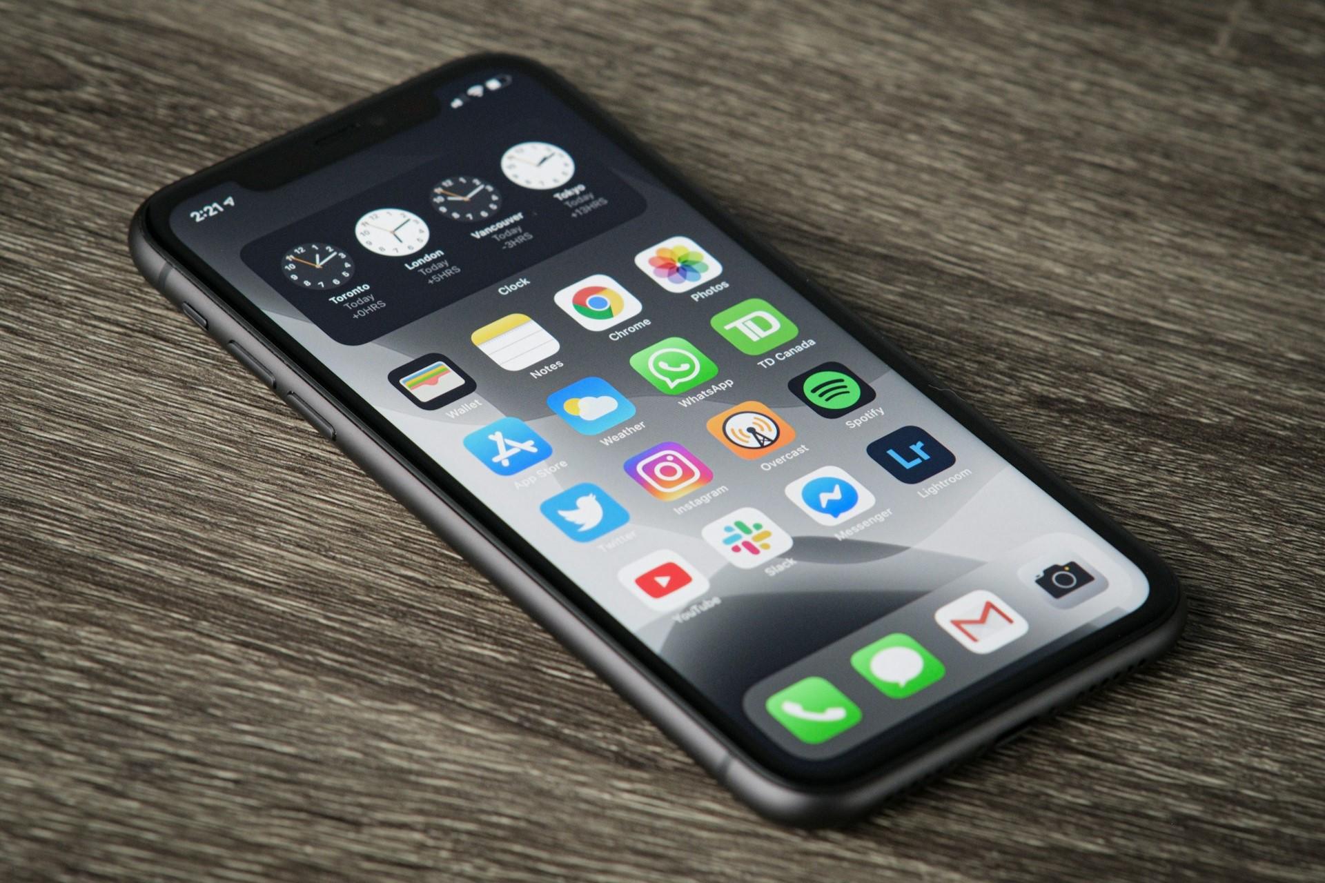 A smartphone displaying app icons.