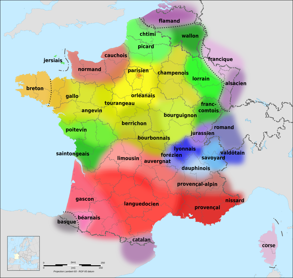 A map of all the French dialects.