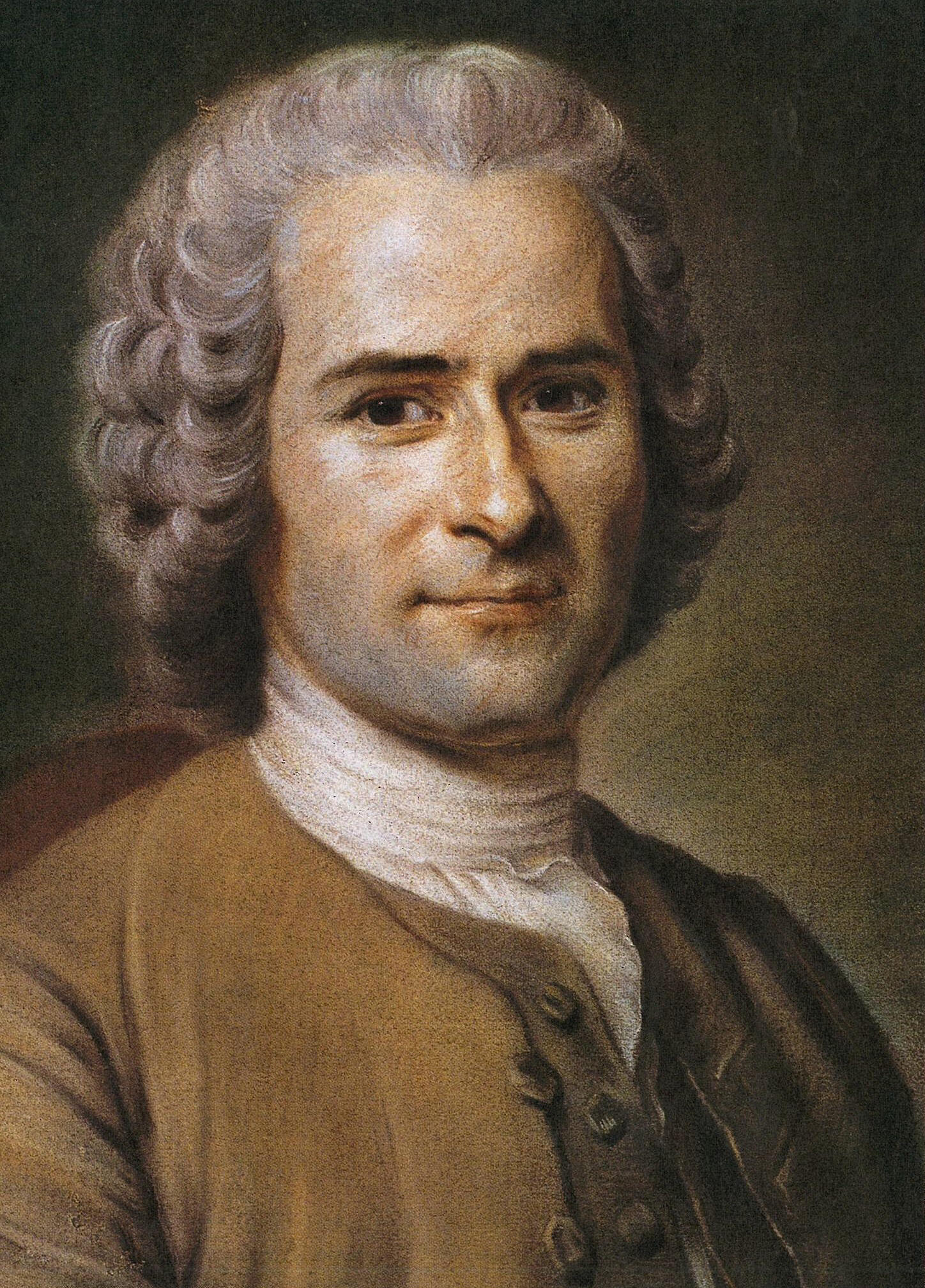 Portrait in color of Jean Jacques Rousseau.