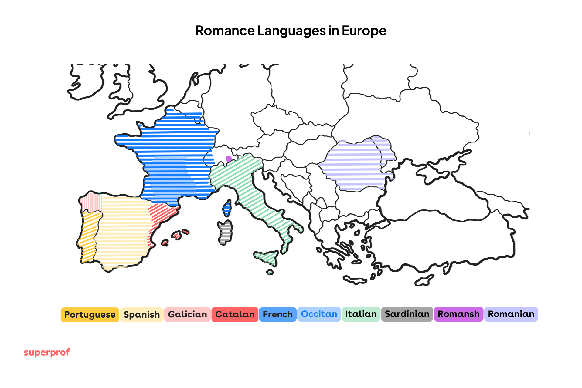 A map of Europe and their romance languages.