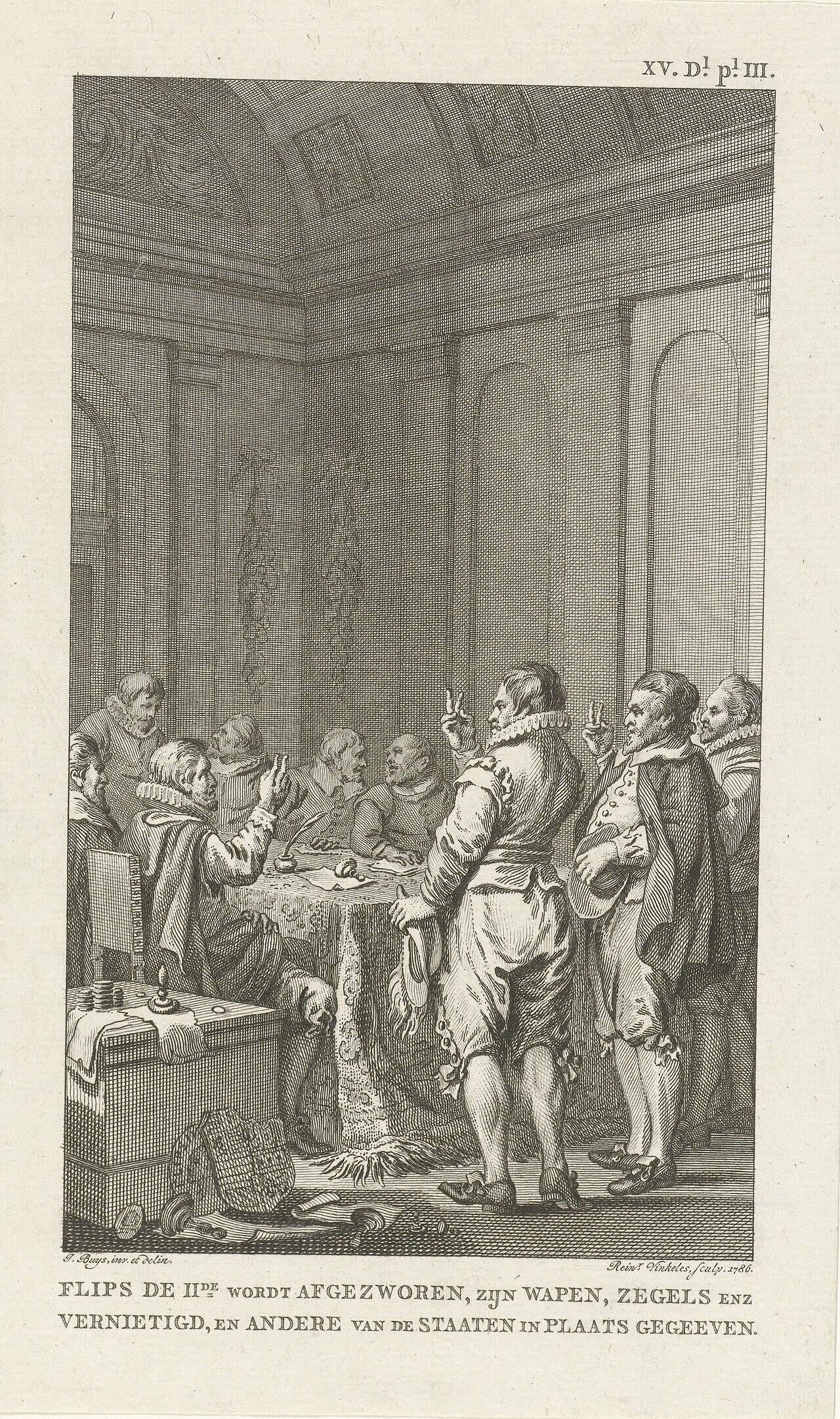 Etching depicting The States renounce Philip II of Spain, 1581.