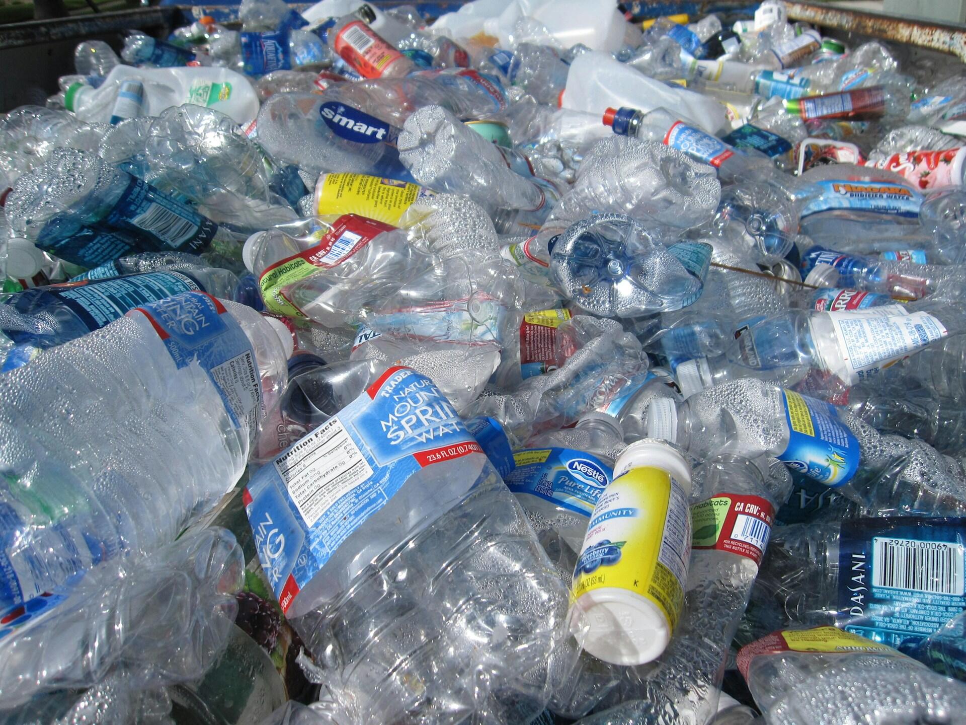 A pile of plastic water bottles