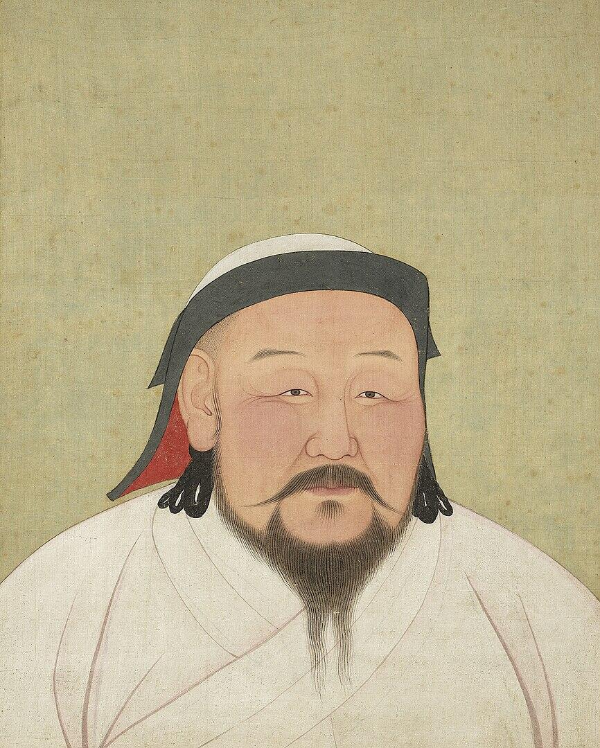 A historic portrait of Kublai Khan