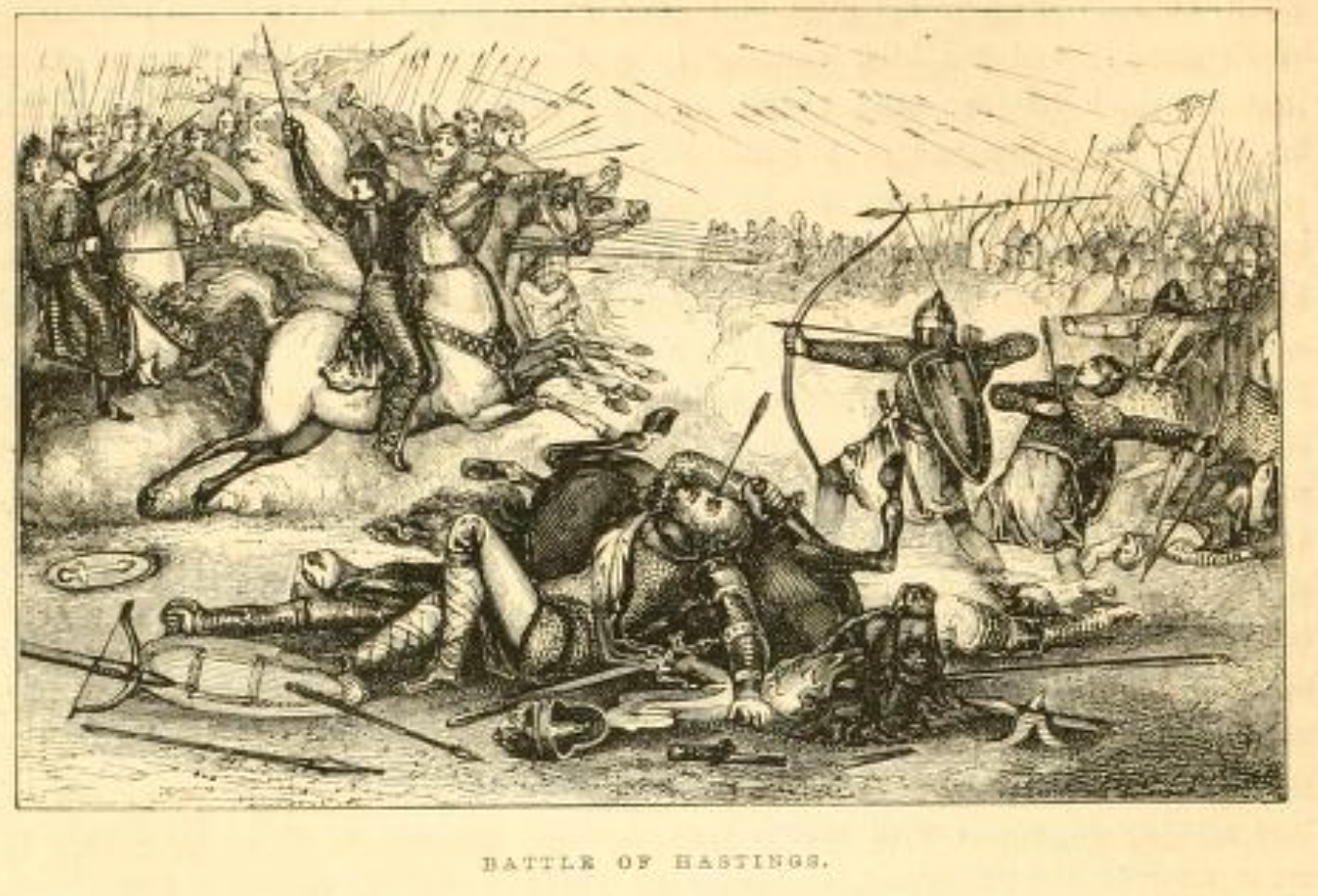 A drawing of the Battle of Hastings.