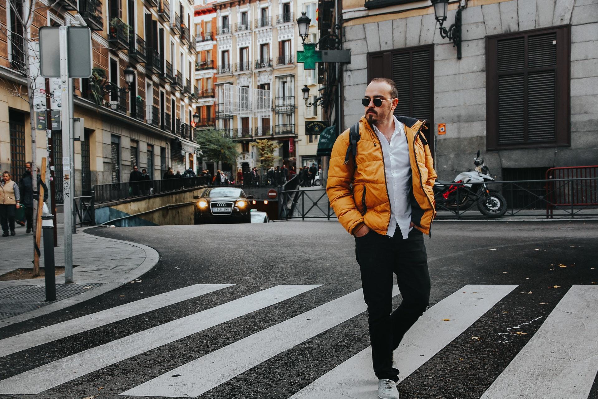 man walking in madrid