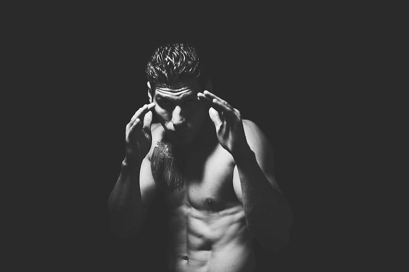 Man in defense pose