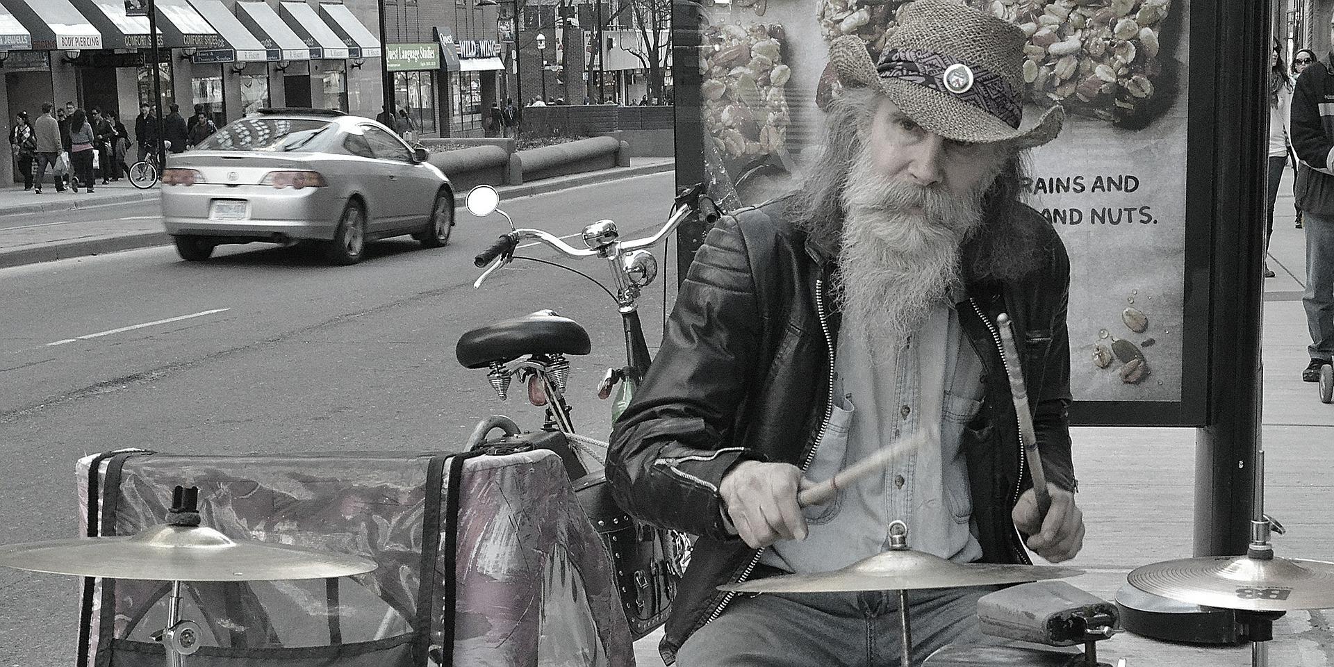 Old man drumming