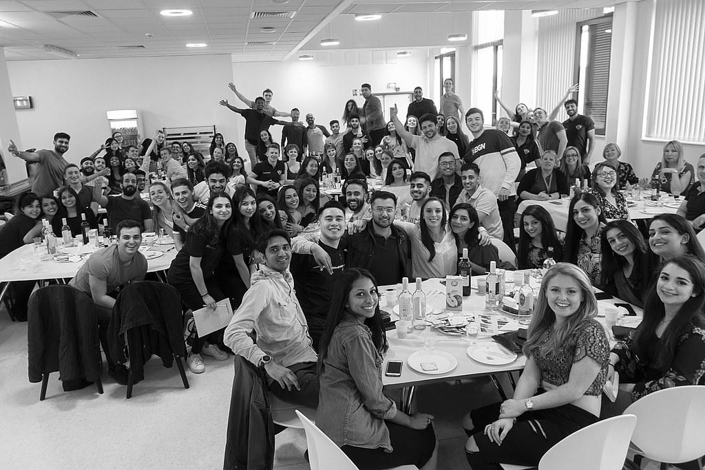 Students celebrate the end of the academic year. 