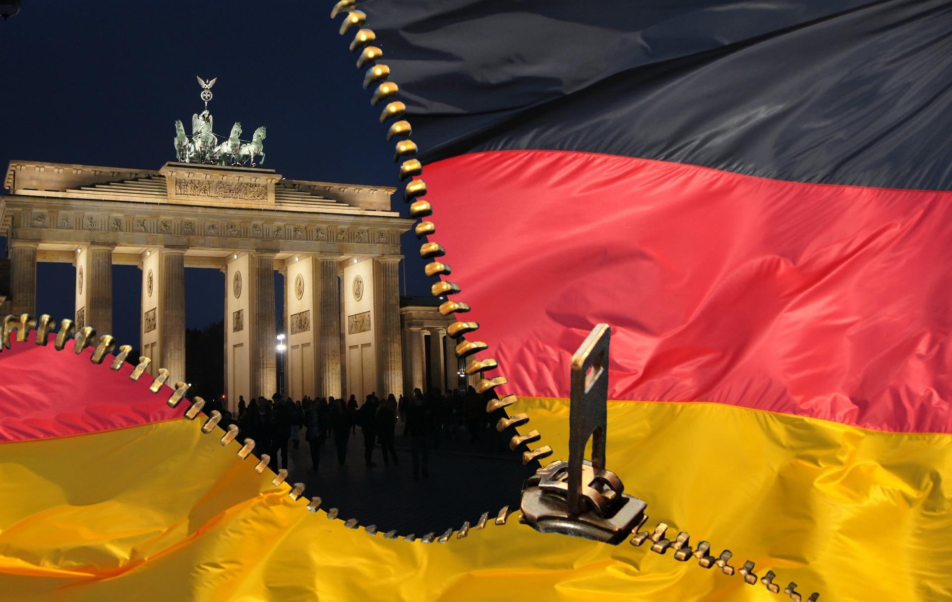 German monument with German flag