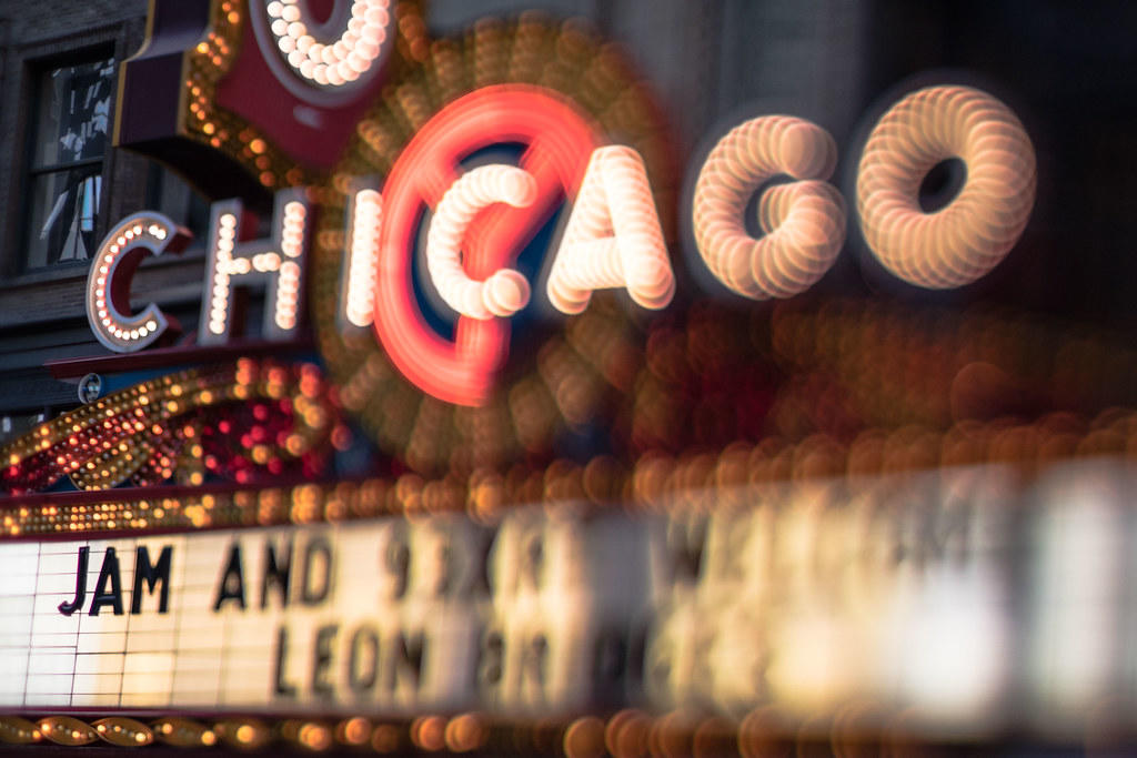 A broadway sign reads Chicago.