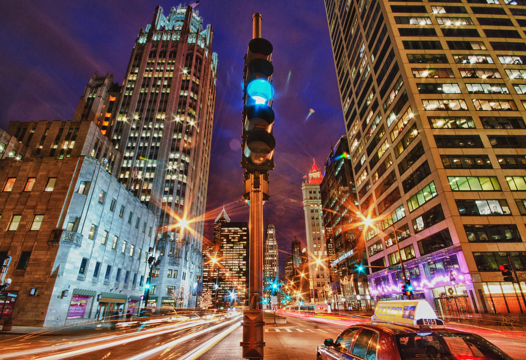 Chicago in the evening. 