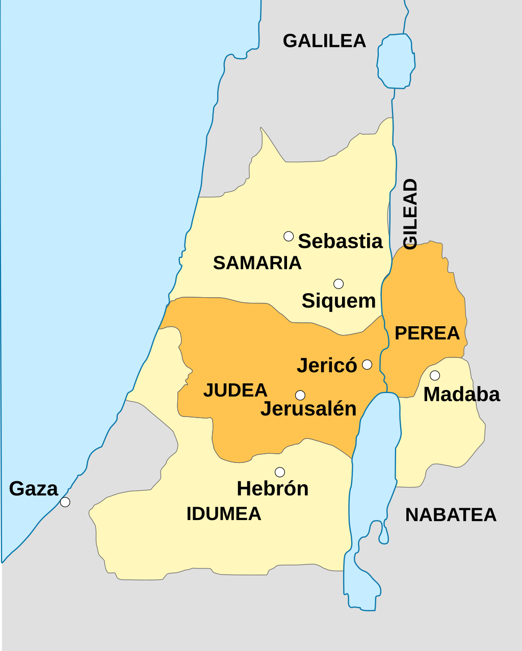A map of Judea and borders.