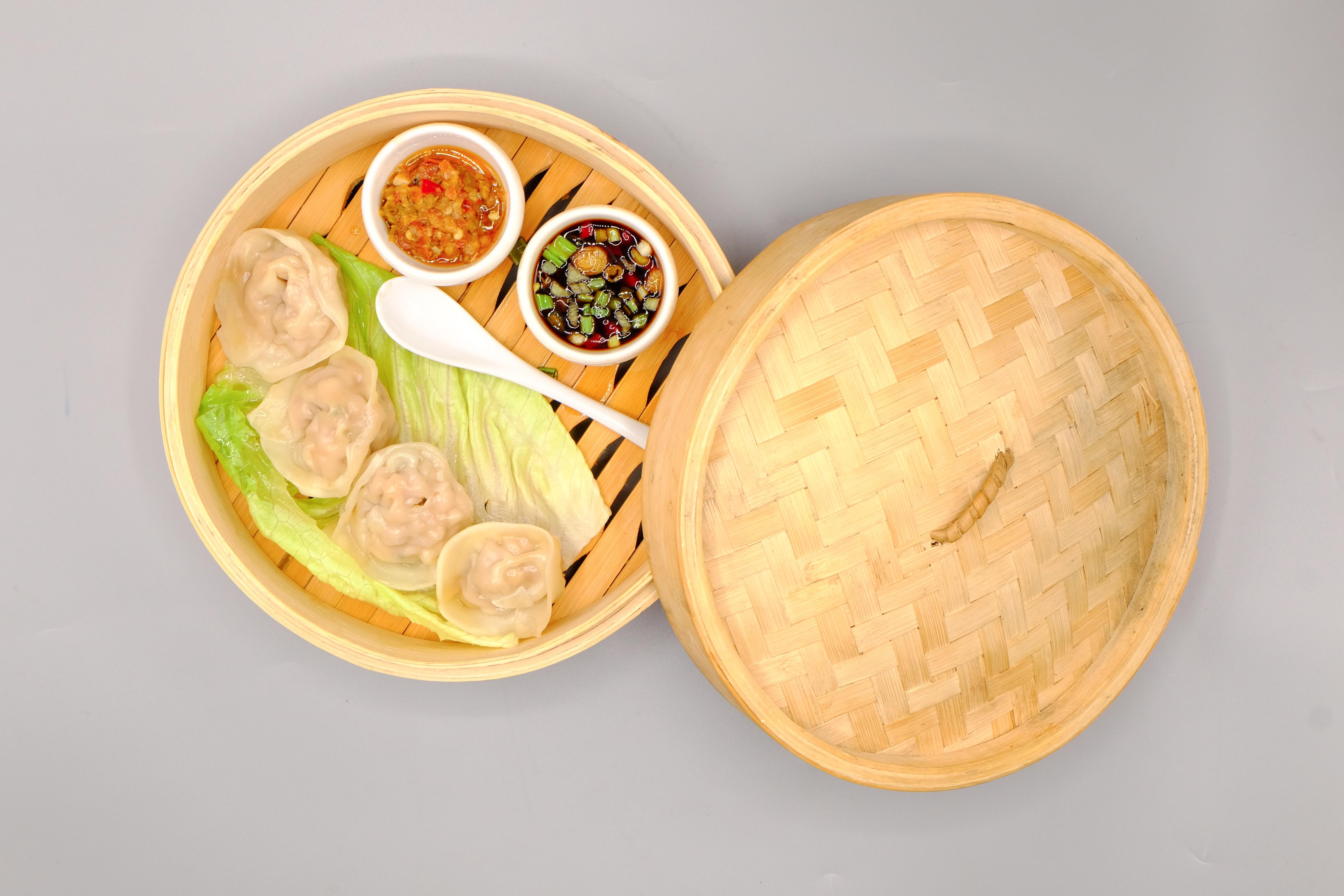Chinese dumplings freshly cooked.