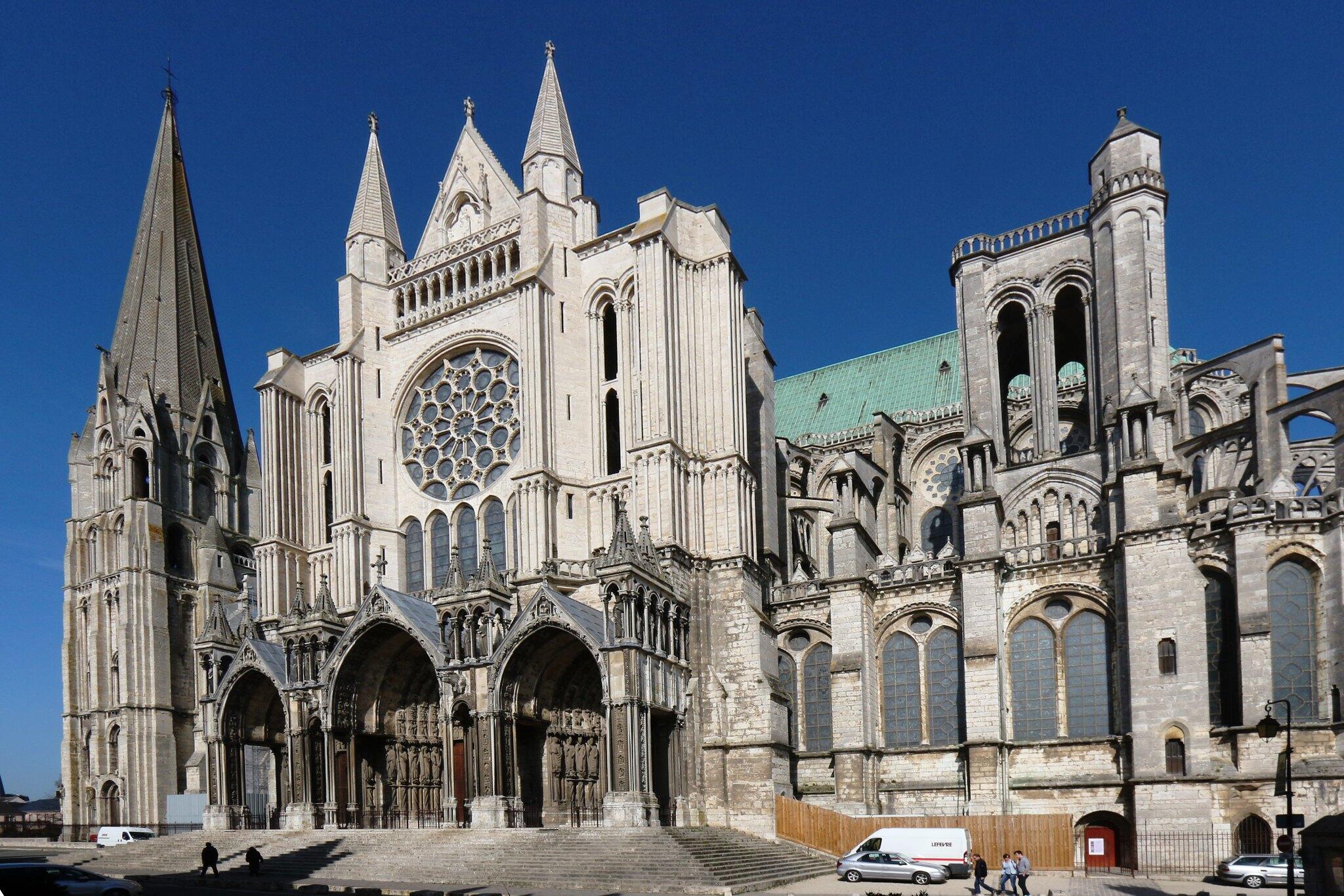 The Chartres Cathedral and blue skies.