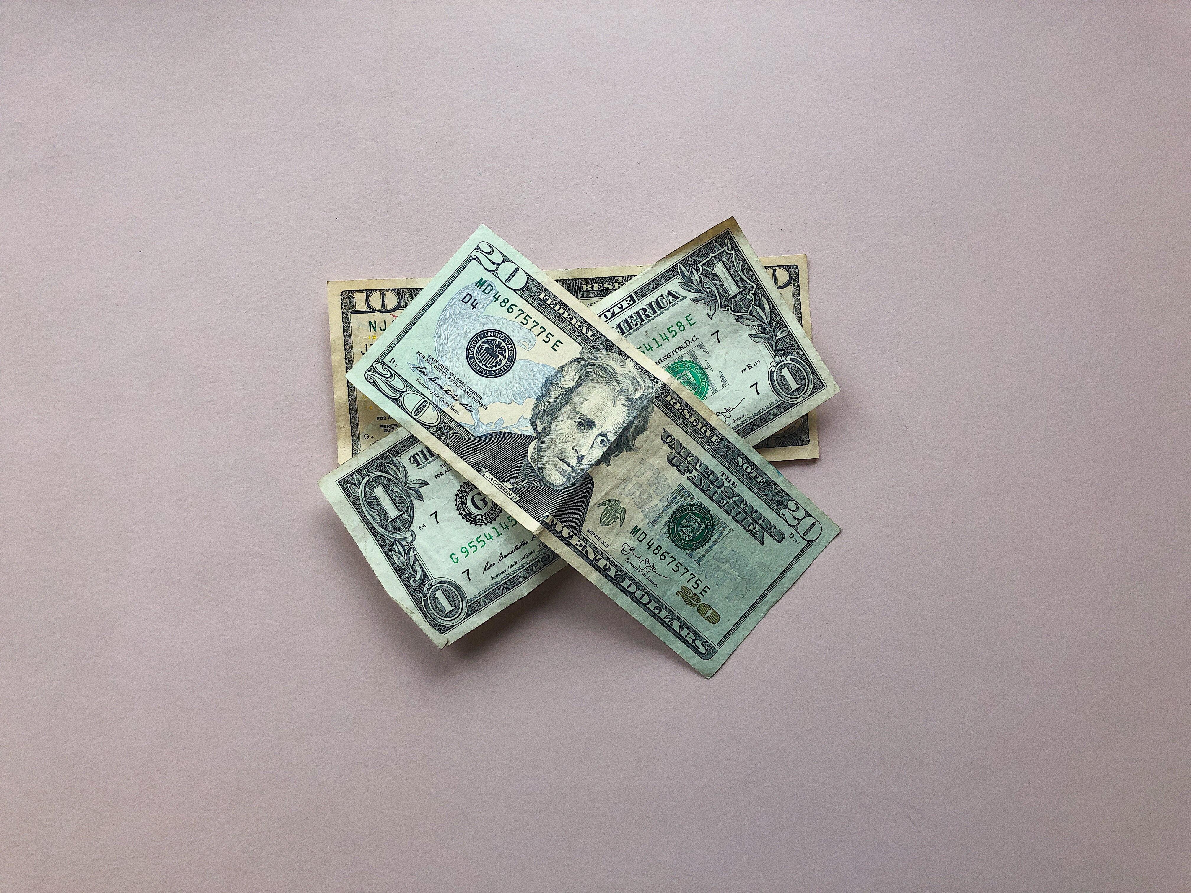 dollars in a pile