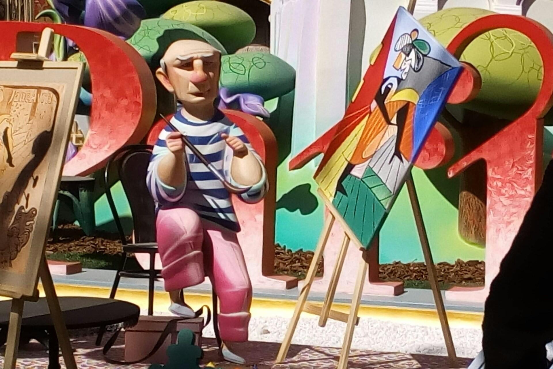 A sculpture of Pablo Picasso for the Falles festival in Valencia.
