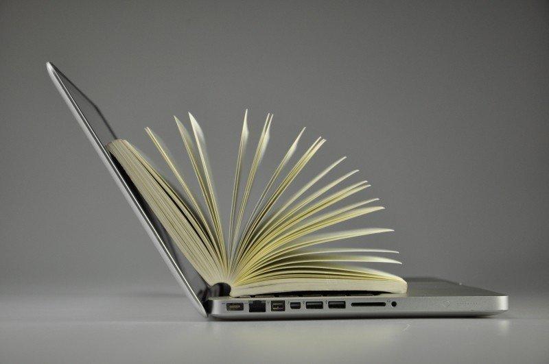 A book and a laptop