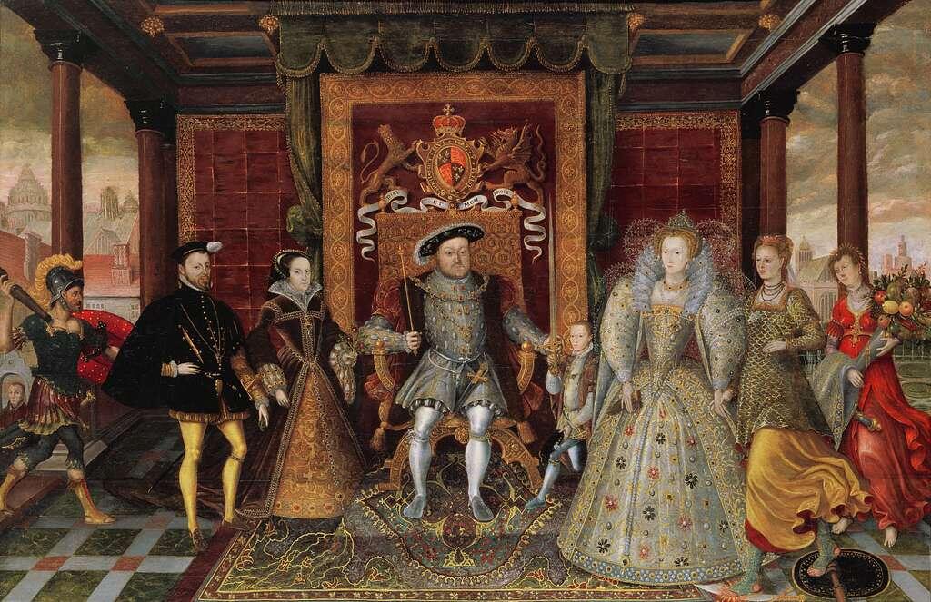 A painting of royal people from the Tudor time period.