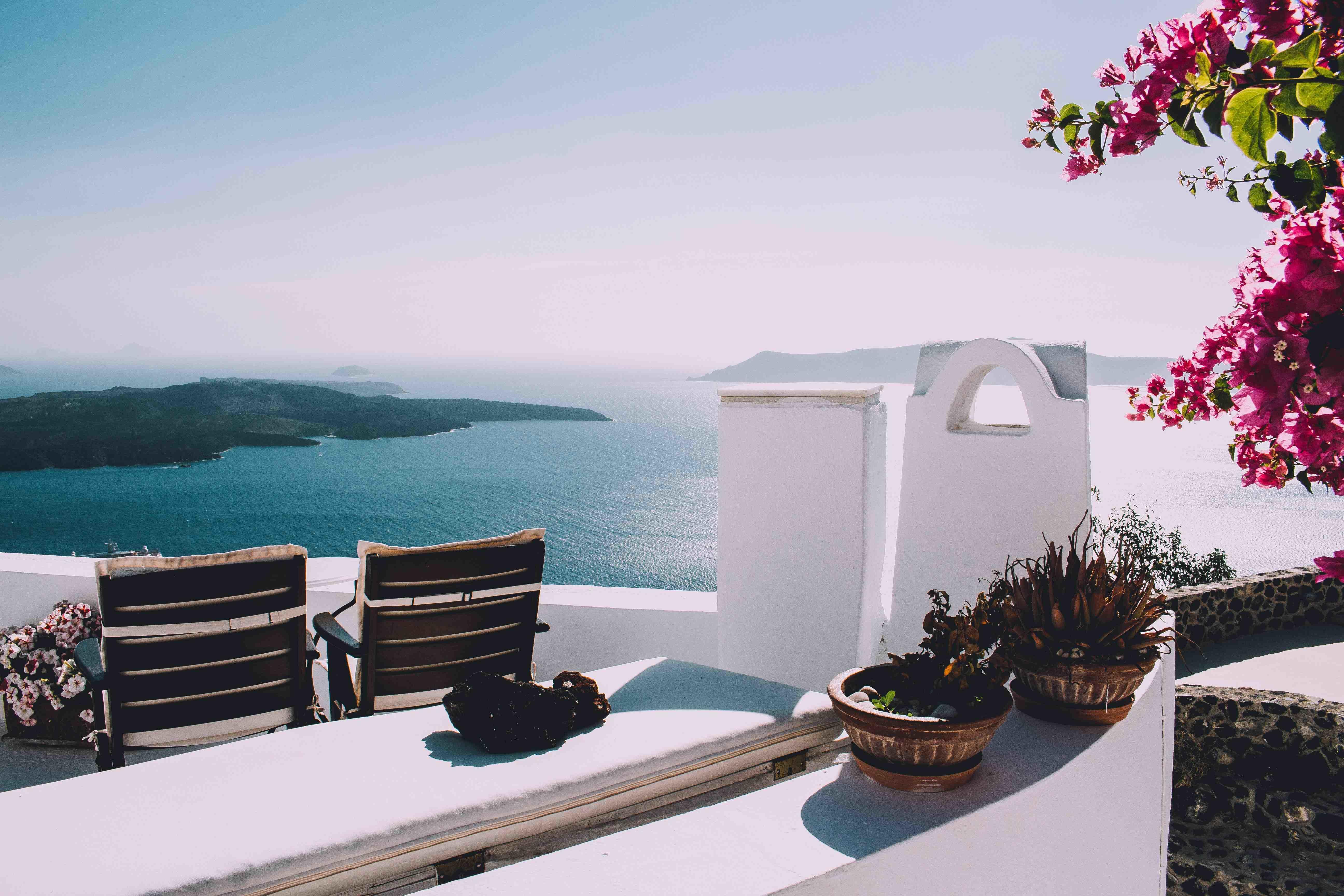 View of a vacation house in Greece